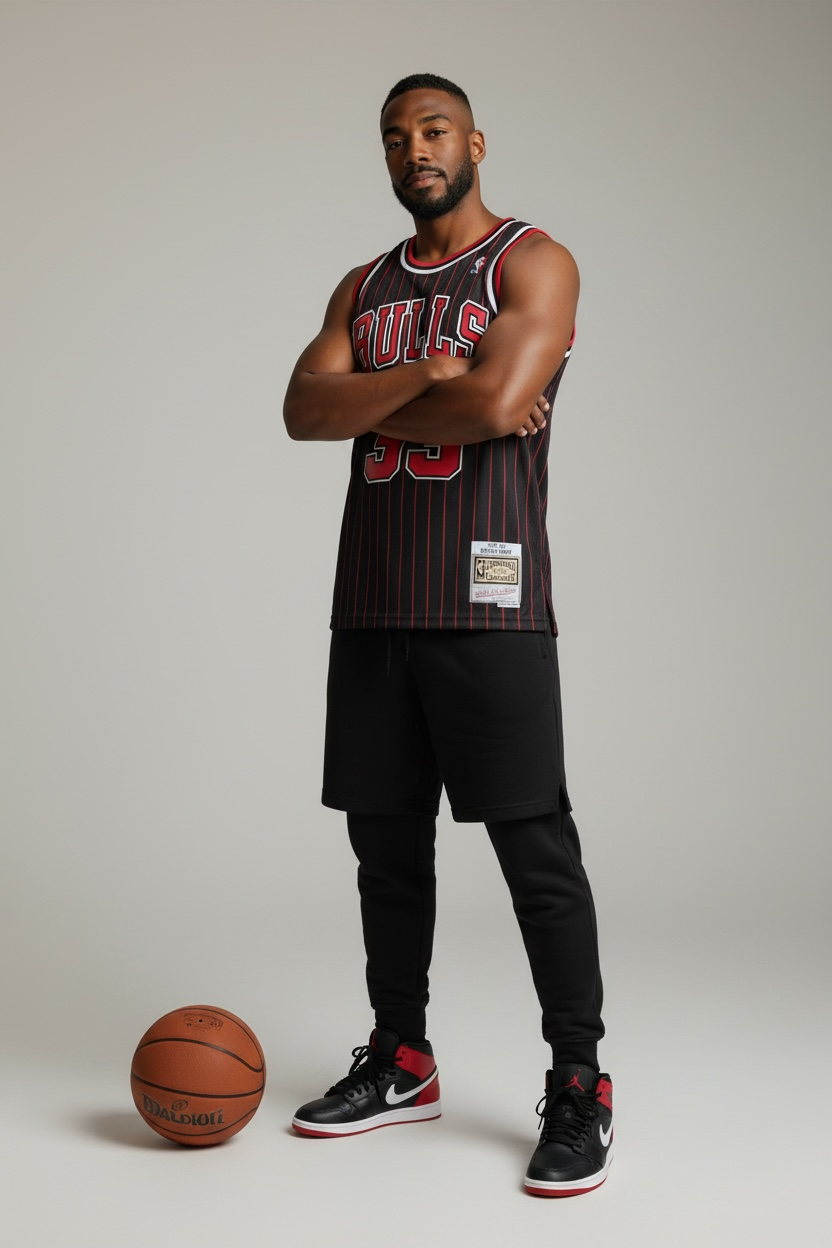 Chicago Bulls Scottie Pippen Mitchell & Ness Black Hardwood Classics Swingman Jersey